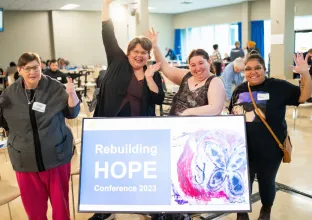 Group of people cheering